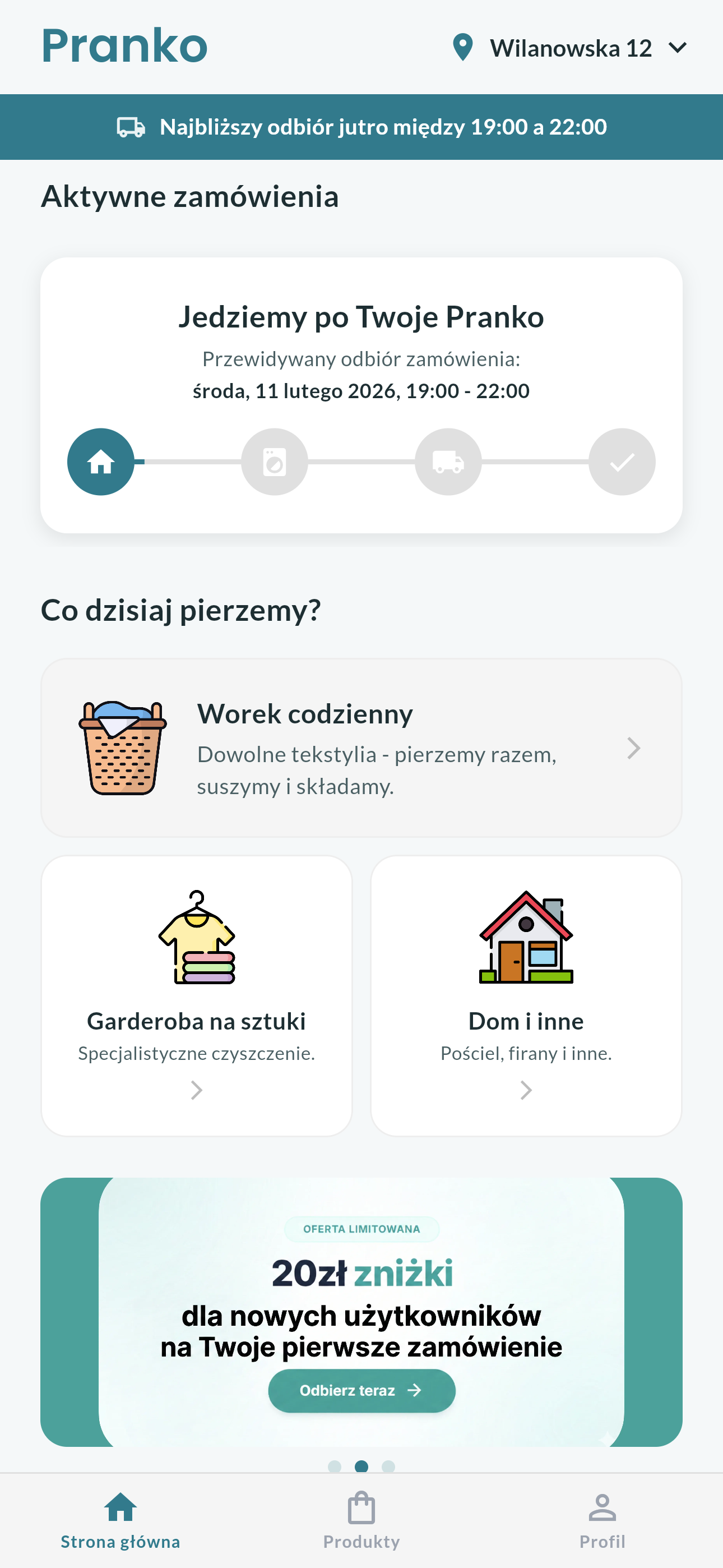 Aplikacja Pranko – zrzut ekranu
